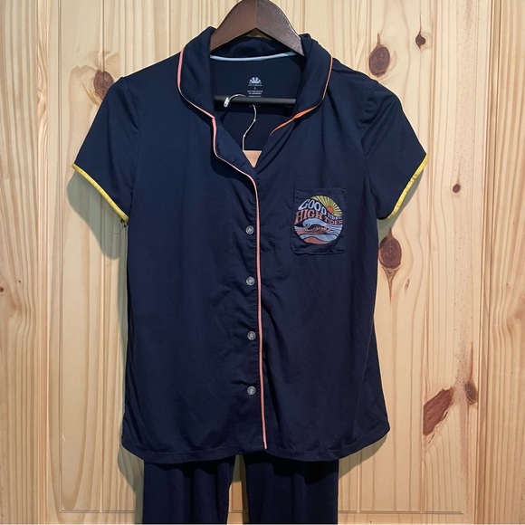 C&C California Navy Pajama Set with Yellow and Orange Accents - Picture 2 of 9